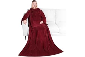 PAVILIA Blanket with Sleeves for Adult Women Men, Soft Warm Wearable Blanket Fleece Wrap Throw, Robe Blanket Gift