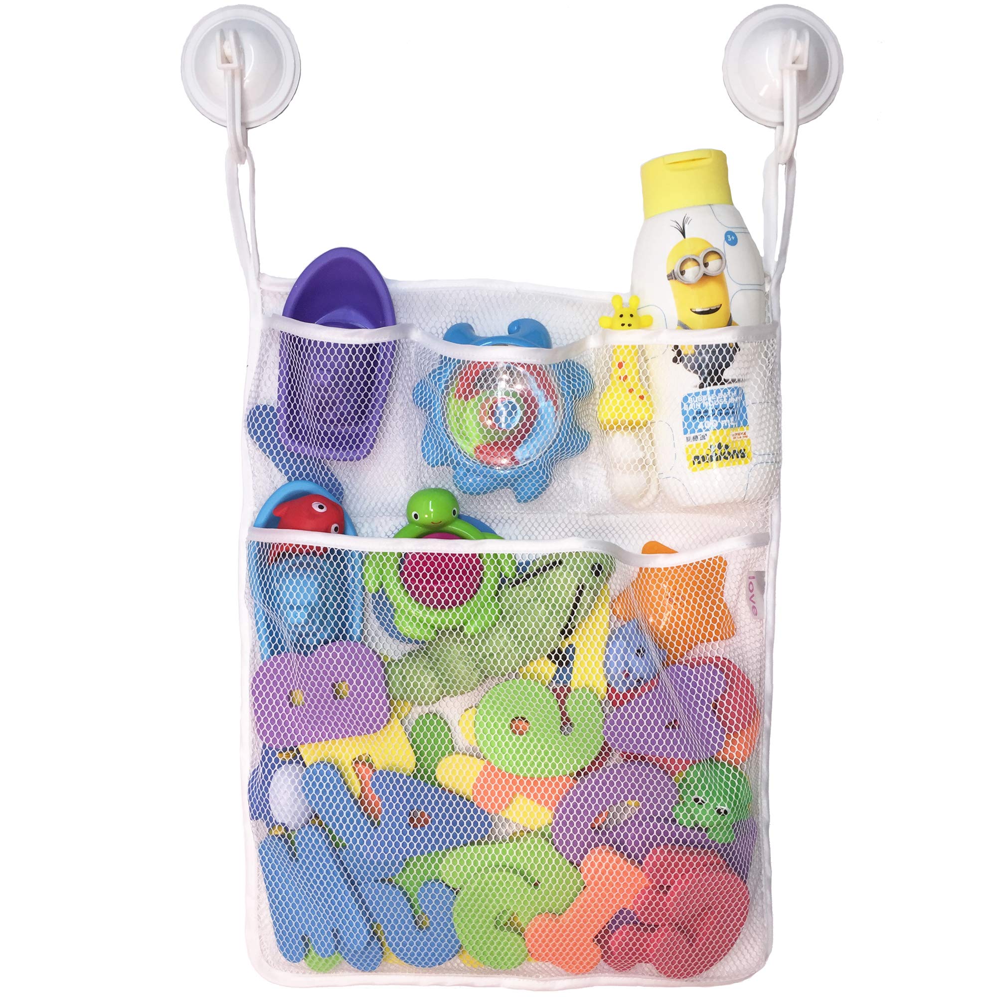 Photo 1 of Lilly's Love Bath Toy Storage - Large 14 x 20 inch Bathtub Toy Holder + 2 Locking Hooks, Quick Dry & Easy for Kids to Put Bath Toys Away