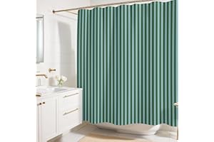 Worthwhile Goods Striped Shower Curtain - Green and Teal Stripes - Modern Coloruful Home Decor - Fabric Shower Curtain for Any Bathroom - 72x72 Inches (Green/Teal Stripes)