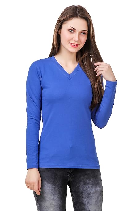 Buy Vibhinta Women S Royal Blue V Neck T Shirt X Large Royal Blue At Amazon In