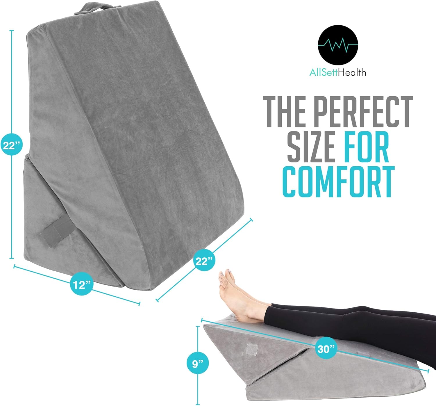Bed Wedge Pillow - Adjustable 9&12 Inch Folding Memory Foam Incline Cushion System for Legs and Back Support Pillow - Acid Reflux, Anti Snoring, Heartburn, Reading – Machine Washable: Health & Personal Care