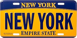 Artisan Owl New York Empire State Blue and Gold Souvenir License Plate