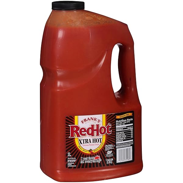 FRANK’S REDHOT XTRA HOT CAYENNE PEPPER HOT SAUCE, 1 GAL – ONE GALLON OF EXTRA HOT CAYENNE PEPPER HOT SAUCE WITH 3X THE HEAT, BEST FOR WINGS, PIZZA, SIDES, SNACKS, BAR BITES AND MORE