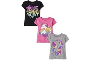 The Children's Place Girls Unicorns,Butterfly Short Sleeve Graphic T-Shirts,3 Pack