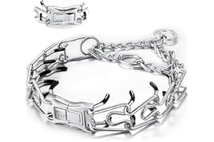 MOZETO Dog Collar, Adjustable Quick Release Stainless Steel Dog Training Collar with Metal Buckle for Small Medium Large Dogs