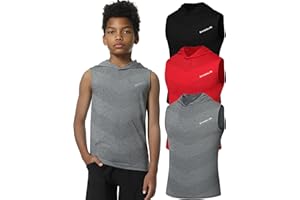 EXARUS Boys Tank Tops Athletic Sleeveless Hoodie Quick Dry Muscle Shirts Hooded Kids Teen Youth