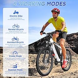 Funhang Electric Bike for Adults, 26'' 1000W Peak