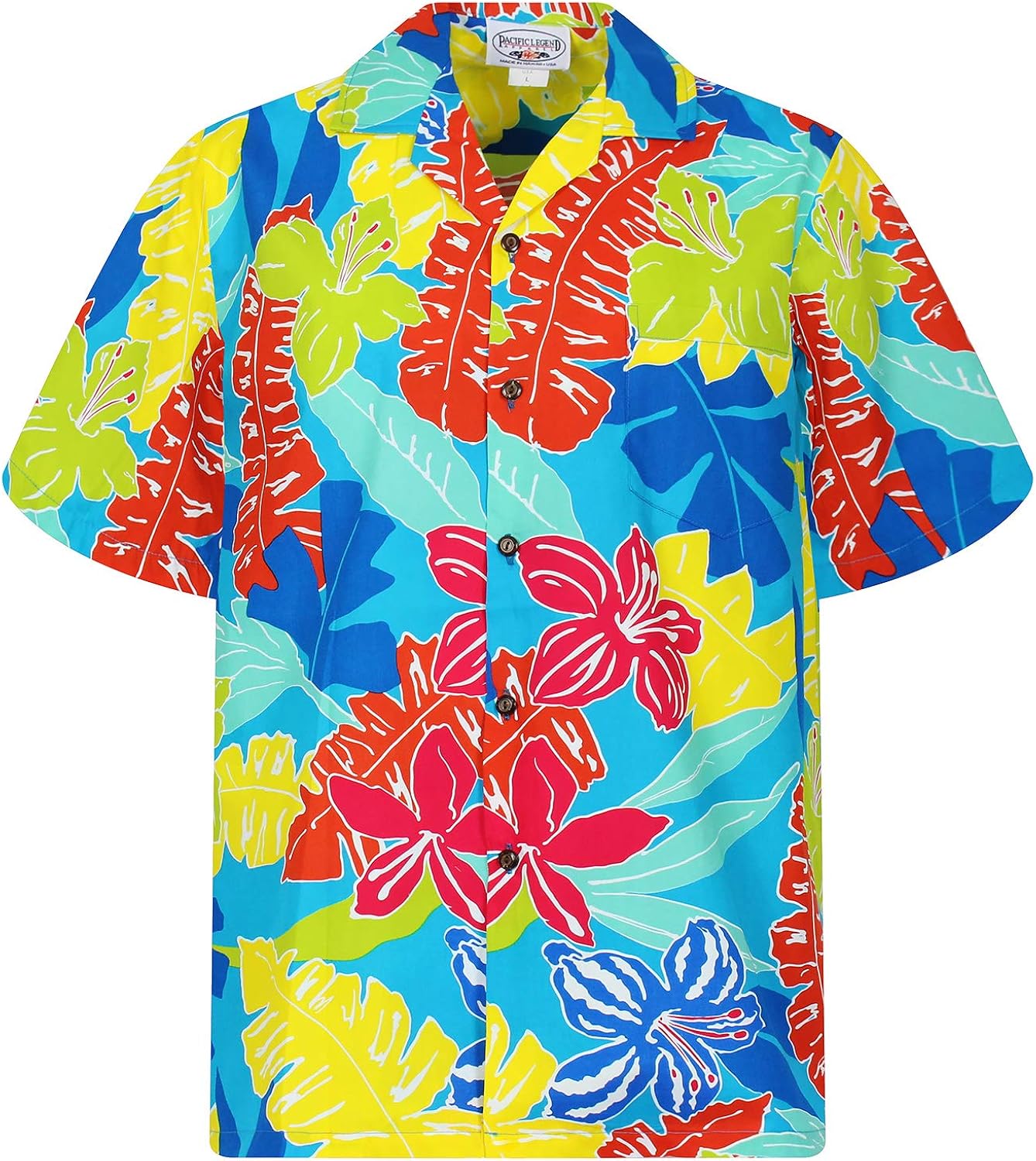 Camicia Hawaiana Originale KY’s | Uomo Maniche Corte | 100% Cotone Con Tasca | Stampa Tartarughe Blu | Taglie S-6XL