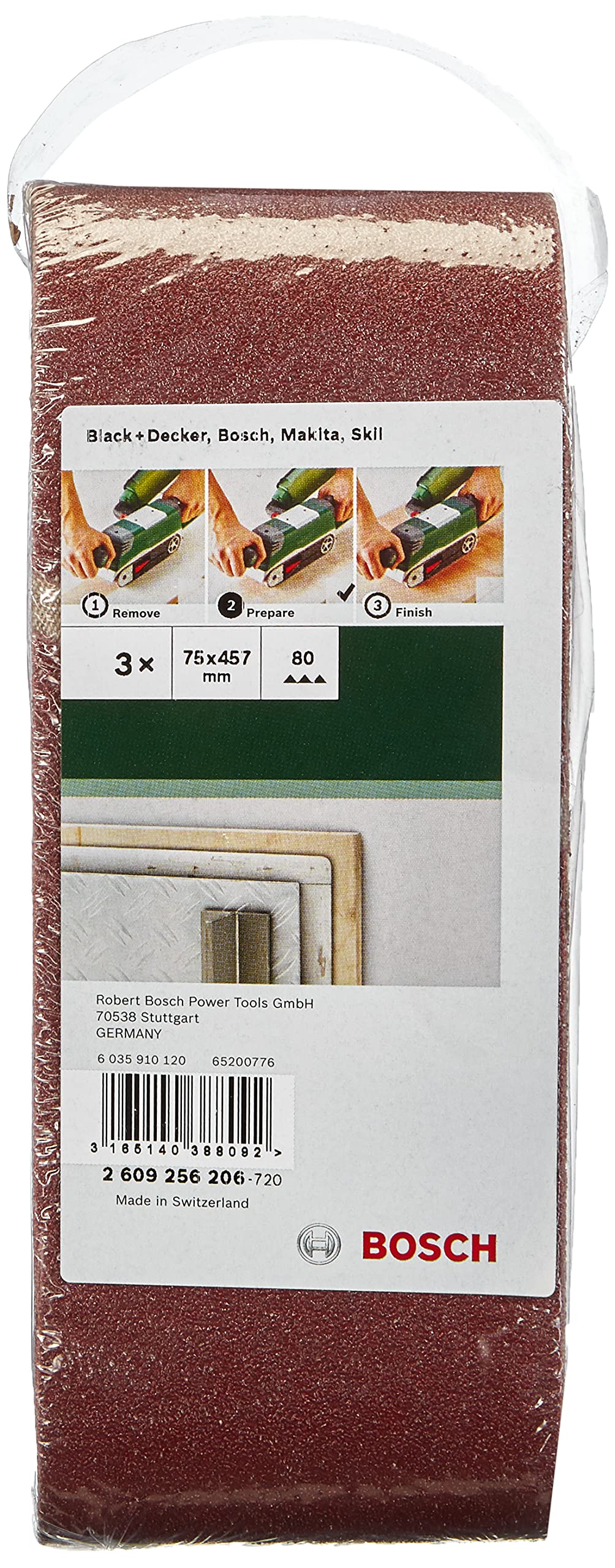 Bosch 2609256206 Sanding Belt Set for Belt Sanders (3-Piece)