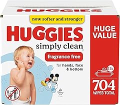 Huggies Simply Clean Unscented Baby Diaper Wipes, 11 Flip-Top Packs (704 Wipes Total), Packaging May Vary