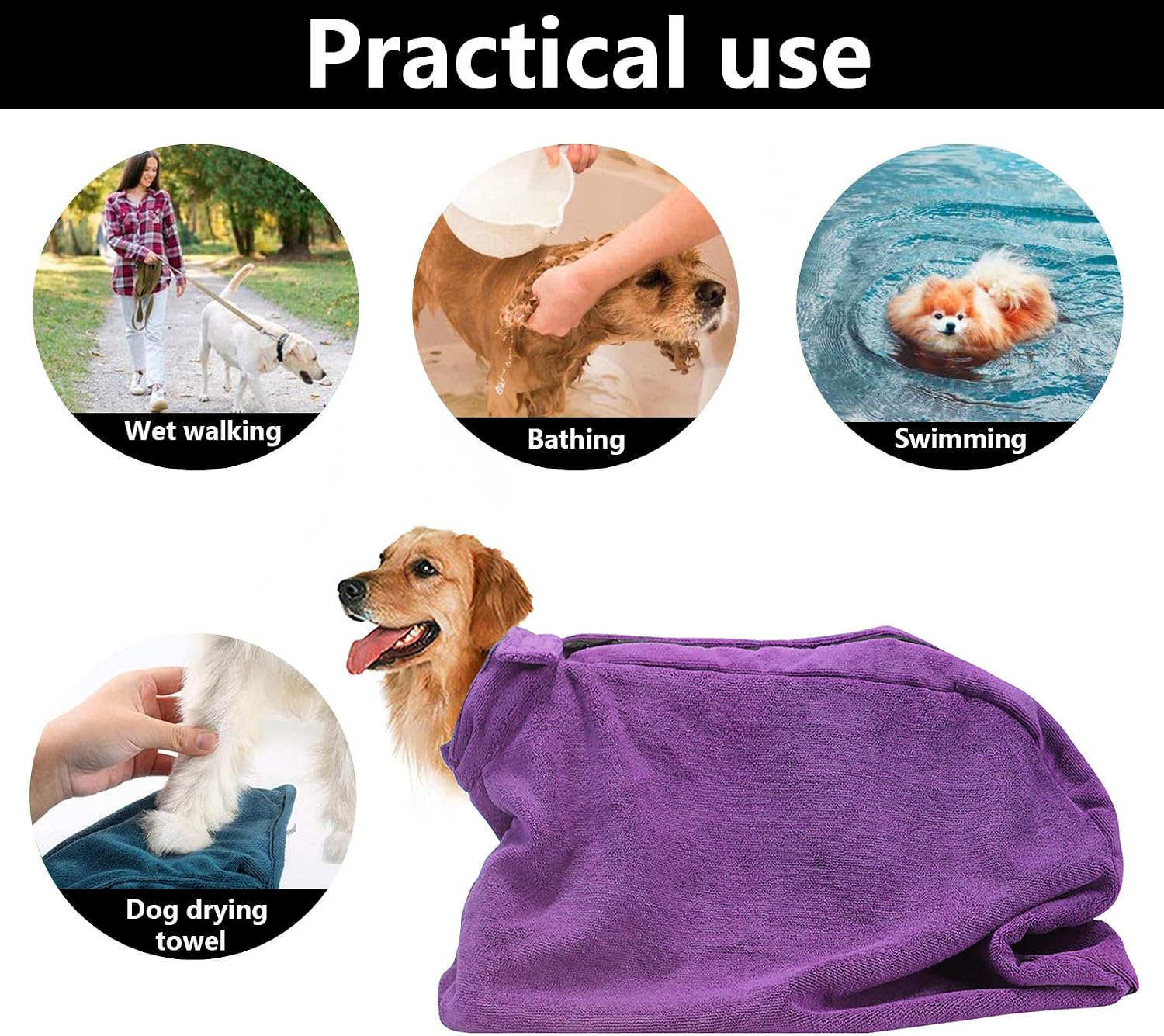 Pethiy Premium Microfiber Dog Drying Bag, Quickly Removes Water Mud and Dirt - Image 5