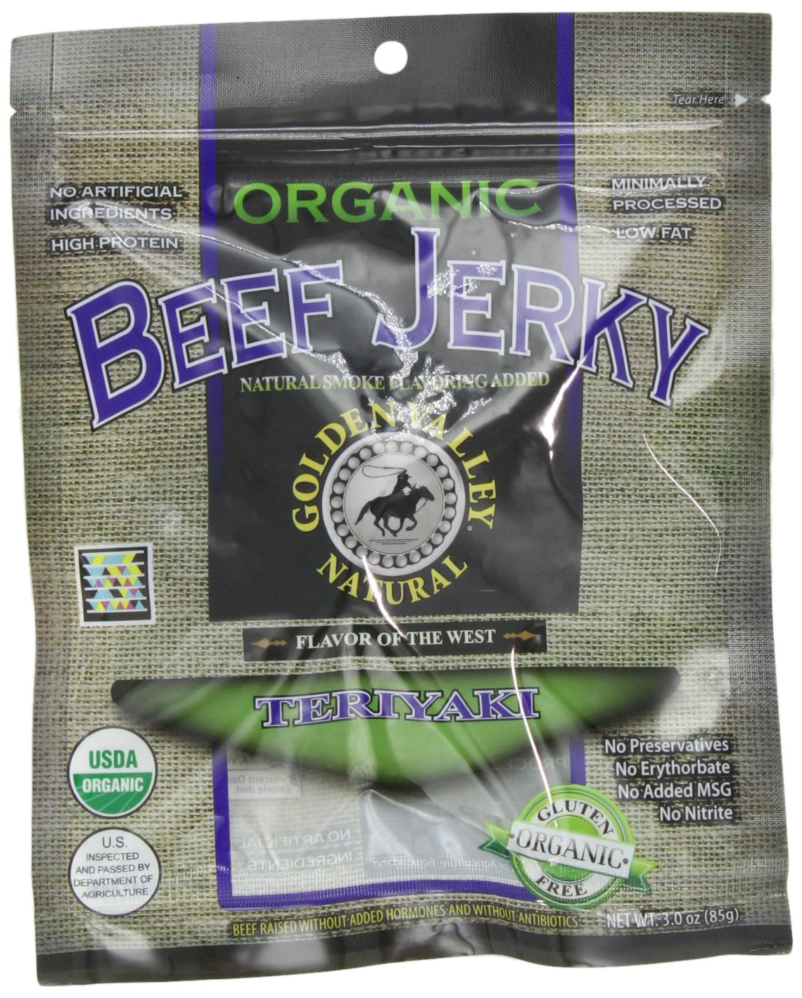 Amazon.com: Golden Valley Natural Organic Beef Jerky, Teriyaki, 3-Ounce ...