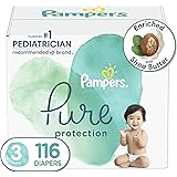 Diapers Size 3, 116 Count - Pampers Pure Protection Disposable Baby Diapers, Hypoallergenic and Unscented Protection, Enormou