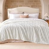 Lotus Karen 3D Fleece Bubble King Size Blanket for Bed - Ultra Soft Fluffy White Blanket for Bed Sofa, Lightweight Cozy Throw for All Season, Adults Women Kids, Off White, 108"x90"