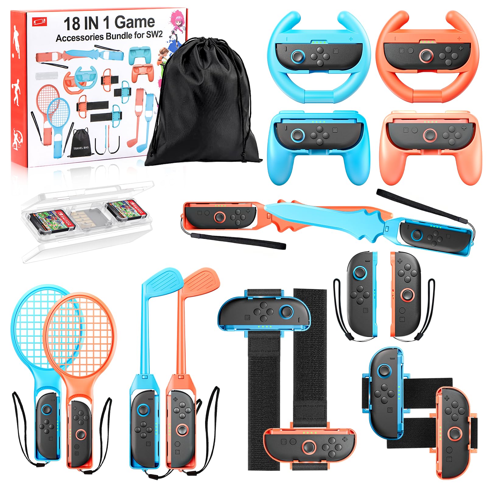 Photo 1 of 18in1 Switch 2 Sports Accessories, for Nintendo 2 2025 Switch Games,Family Party Fun Game Accessories Bundle for Kids/Adults Switch 2 Sports Games