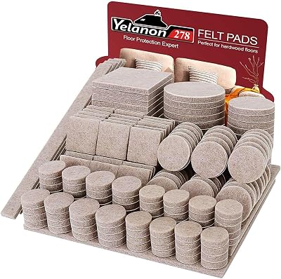 Yelanon Felt Furniture Pads 278 Pcs Self Adhesive Beige Protect Floors