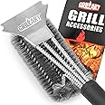 GRILLART Grill Brush and Scraper BBQ Brush for Grill, Safe 18" Stainless Steel Woven Wire 3 in 1 Bristles Grill Cleaning Brus