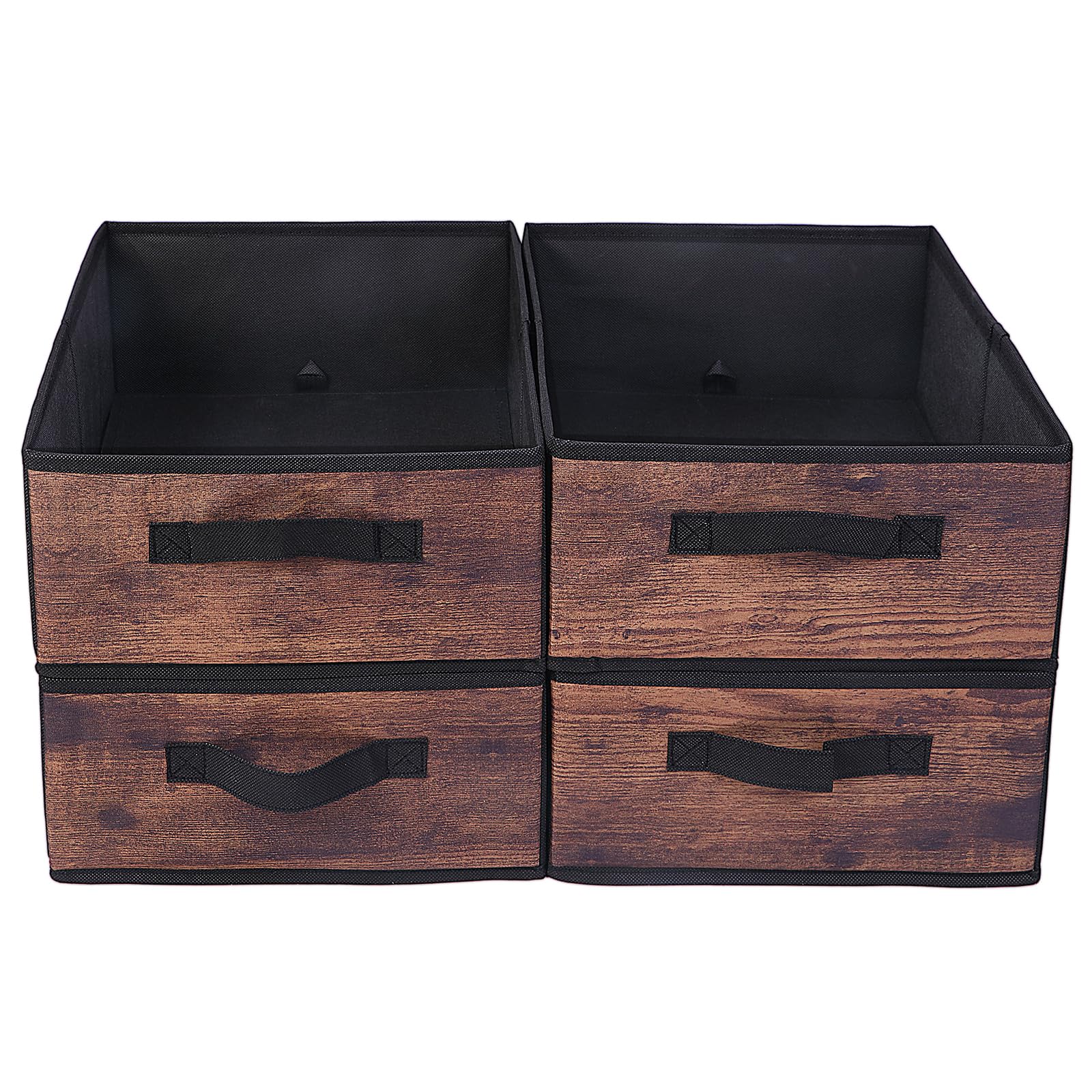 JAKAGO Wardrobe Storage Boxes 4 Pack,Foldable Superior Clothes Drawer Organisers 39 x 29 x 14 cm, Storage Boxes for Clothes Shirts Pants Towels Toys（Wood Grain）