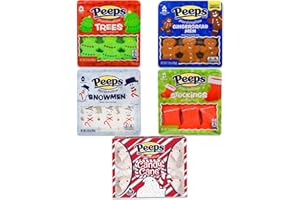 SNACKIVORE Christmas Peeps Marshmallow Candy Variety 34 Pack- 5 Flavors of Christmas Marshmallow Peeps Christmas Candy, Christmas Stocking Stuffers, Christmas Candy Stocking Stuffers, Peeps Snowmen, Candy Cane