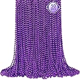 SHAOQINLIN 50 PCS Purple Mardi Gras Beads, Purple Beads Necklaces 33" Metallic Beaded Costume Necklaces Party Necklaces for Halloween Mardi Gras Parade Throws Wedding Birthday Party Favors