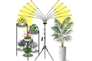 YEHSENCE Grow Lights for Indoor Plants 10 Heads 500 LEDs, Full Spectrum Grow Light for Indoor Growing with Tripod Stand, Auto On/Off Timing 4/8/12H, Plant Grow Lights Indoor (Full Spectrum)
