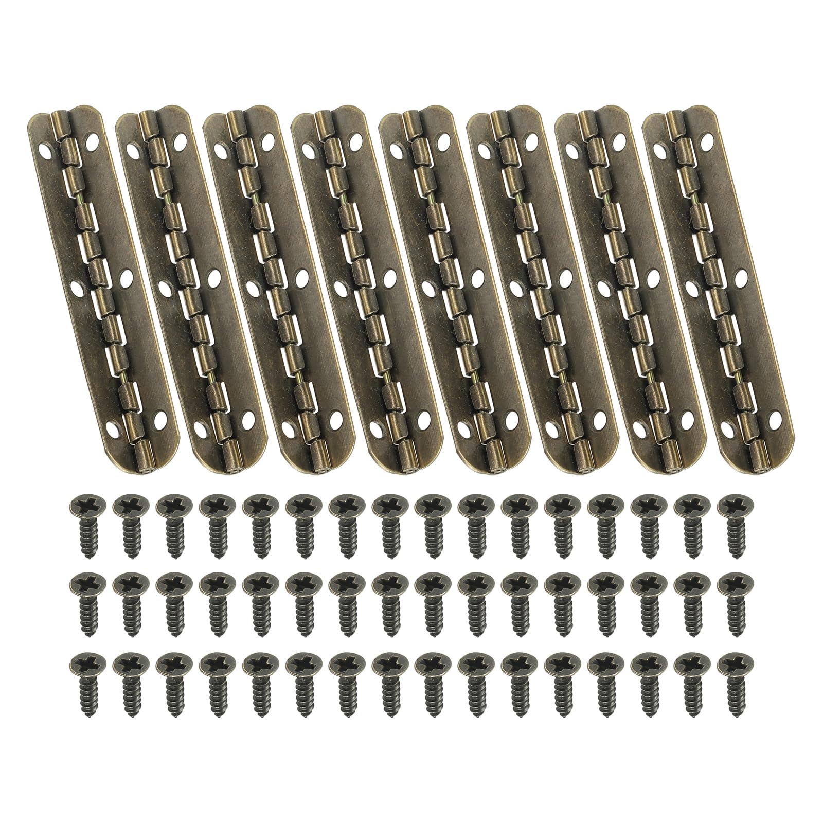 PATIKIL Small Piano Hinge 2.6" x 0.6", 8 Pack Mini 90-Degree Jewelry Box Hinges with Screw for Jewellery Wooden Boxes, Brown