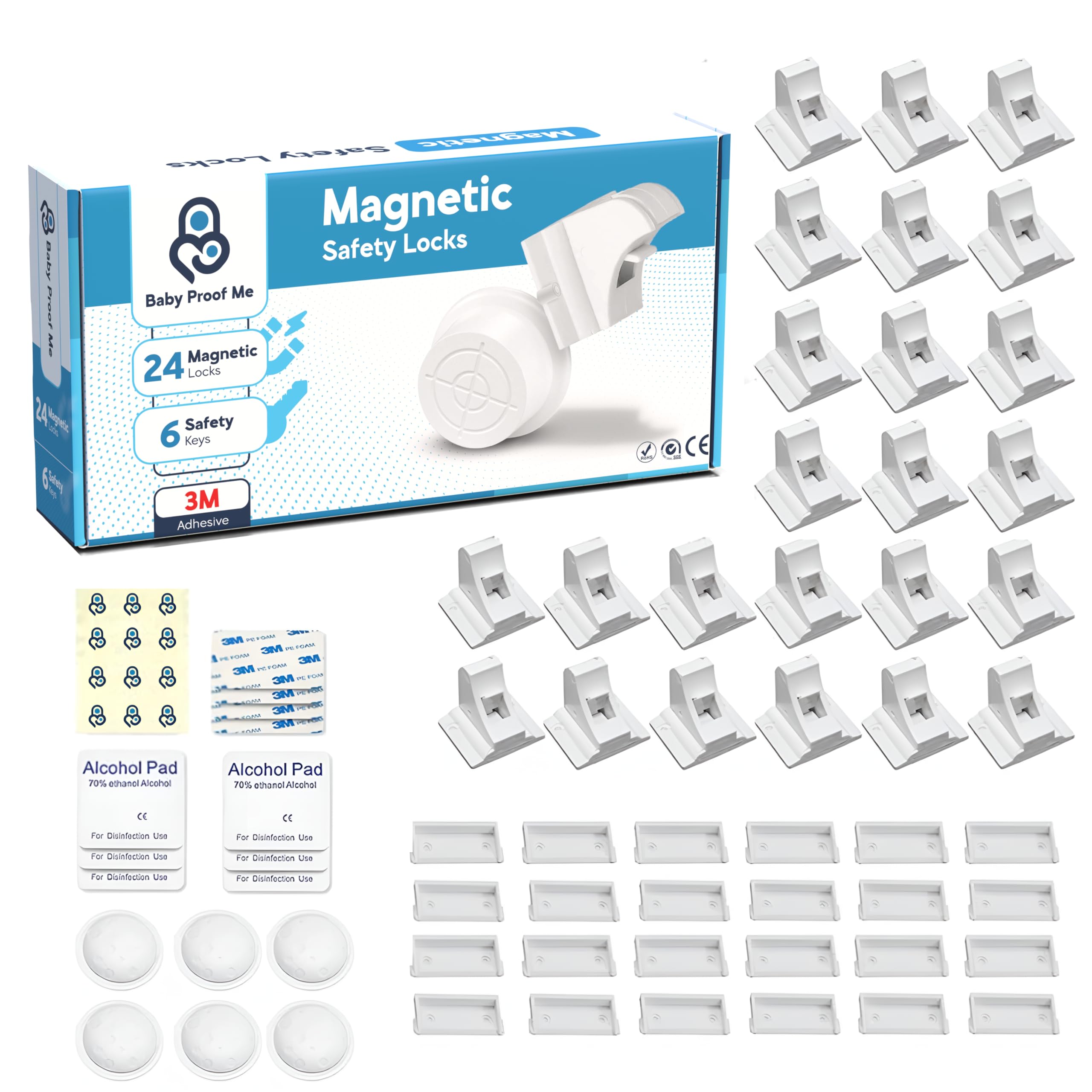 Photo 1 of BABY PROOF ME Magnetic Safety Lock Kit 24 Locks + 6 Keys, 3M Adhesive Easy Installation, Baby Proofing Magnetic Locks for Cabinets and Drawers