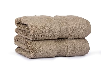 CASALINO Affluence Cotton 650 GSM Hand Towels (40x60cm, Brown) - Set of 2