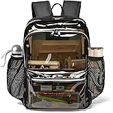 KUI WAN Clear Backpack, 18 '' Clear Backpacks for School Heavy Duty PVC See Through Bag Waterproof Bookbag for Girls & Boys, XL-Amber