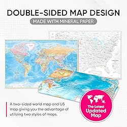 NOWMAP AquaShield Double-Sided World and USA Map