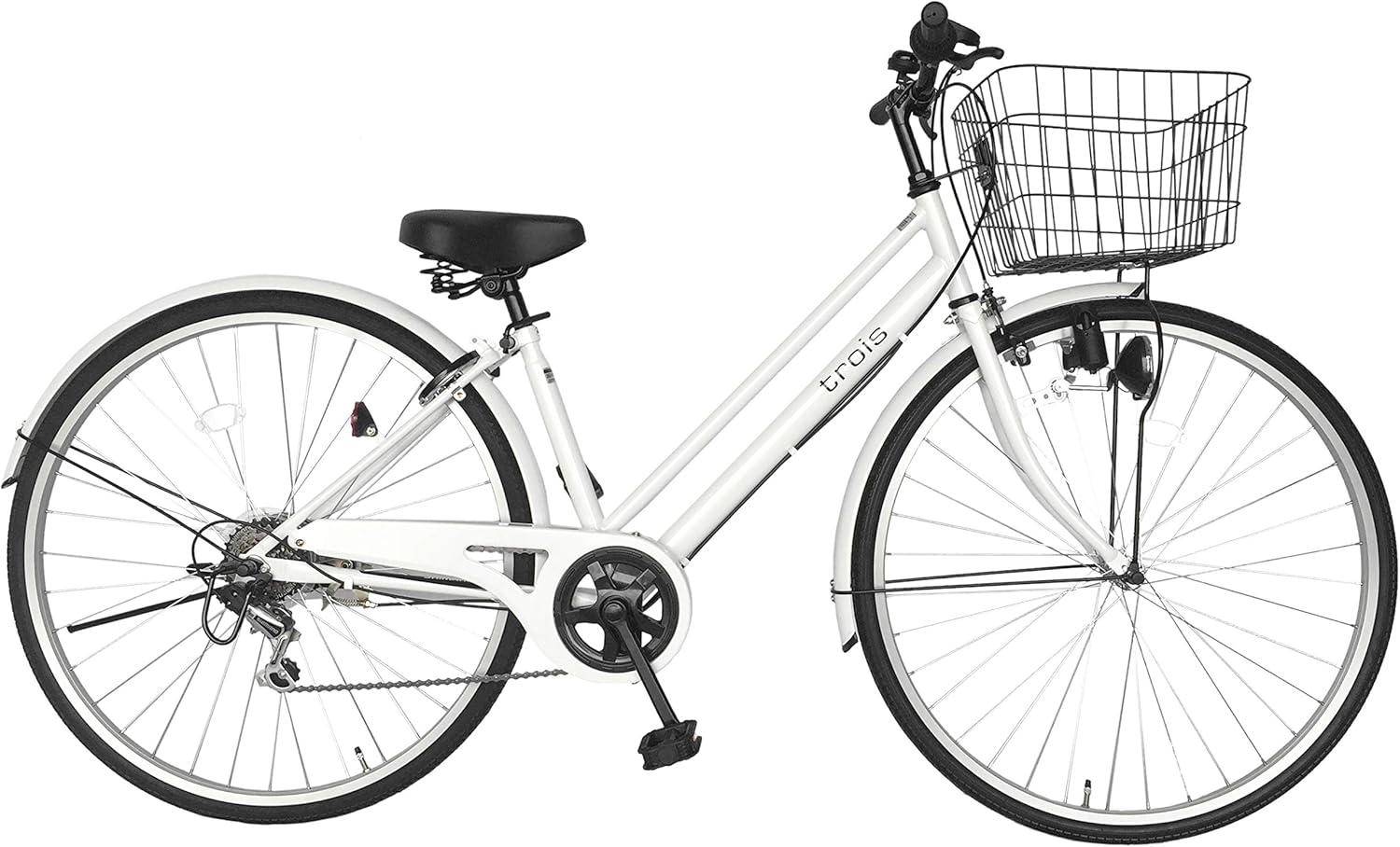 Amazon シティサイクル ホワイト 白 自転車 パラレルフレーム 27インチ 6段変速ギア 鍵付き ライト付きトロワ Trois ママチャリ Trois スポーツ アウトドア Amazon シティサイクル ホワイト 白 自転車 パラレルフレーム 27インチ 6段変速ギア 鍵付き ライト付きトロワ Trois ママチャリ Trois スポーツ アウトドア