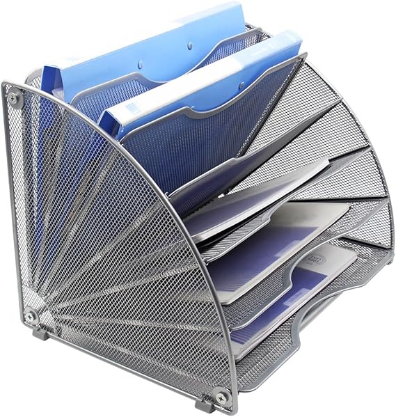EasyPAG FanShaped Desk File Organizer 6 Compartment Magazine Holder