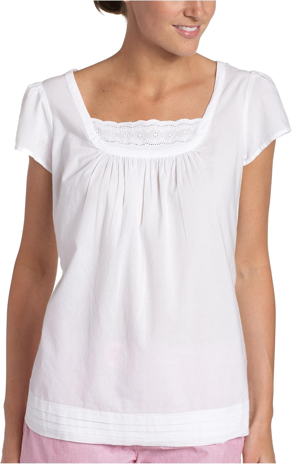 IZOD Women's Flounce Sleeve Tunic Top, White, Medium Clothing