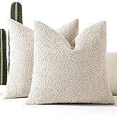ROMANDECO Boucle Decorative Throw Pillow Covers for Couch Set of 2, 18x18 inches, Beige