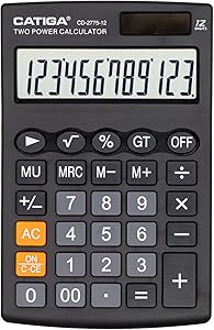 Desktop Calculator with 12 Digit LCD Display Screen, Home or Office Use, Easy to use with Clear Display/Memory Functions, CD-2775 (Black)