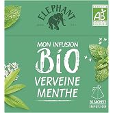 Elephant Herbal Tea Bags Organic Flavored Tea with Verbena Mint Infusion 20 Sachets