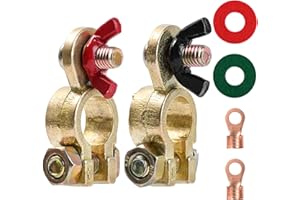 1 Pair Solid Brass Marine Battery Terminal Connectors Top Post For 12V 24V Automotive Boat Car RV Accessories Battery Termina