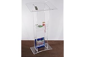 EastSideHX Portable Lectern Podium Stand with Storage Shelf,Acrylic Clear Pulpits for Speeches, Churches, Classrooms, Meeting Rooms,Wedding Ceremony Platforms and Exhibition Rooms