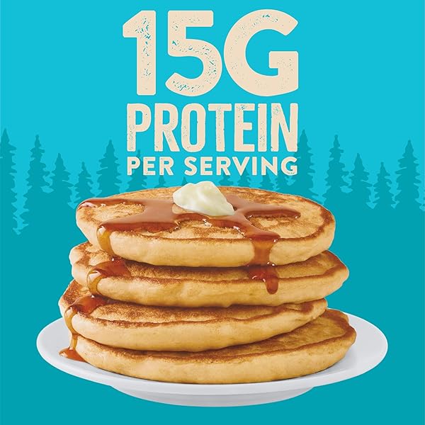 KRUSTEAZ PROTEIN PANCAKE MIX, BUTTERMILK PANCAKE MIX, 100% WHOLE GRAIN FLOUR & 15G OF PROTEIN PER SERVING, ALSO MAKES WAFFLES, JUST ADD WATER 20 OUNCE (PACK OF 2)