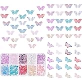 PandaHall 200 Pcs Crystal Butterfly Beads, 10 Colors Glass Transparent Butterfly Bead Charm Spray Painted Glass Beads for DIY Bracelets Necklace Jewelry Making Supplies