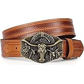 TRIWORKS Western Cowboy Leather Belt for Men Women Cowgirl Western Country Belt Mens Buckle Belt for Jeans