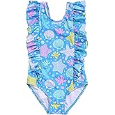 LIZENS Girls One Piece Hawaiian Ruffle Swimsuit - Beachwear Bathing Suit for Kids