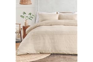 NEXHOME PRO Twin Duvet Cover,2 Pieces Boho Tufted Twin Size Duvet Cover Set, Soft and Lightweight Microfiber Comforter Cover Set for All Season (Beige Twin, 66 x 90)-No Comforter