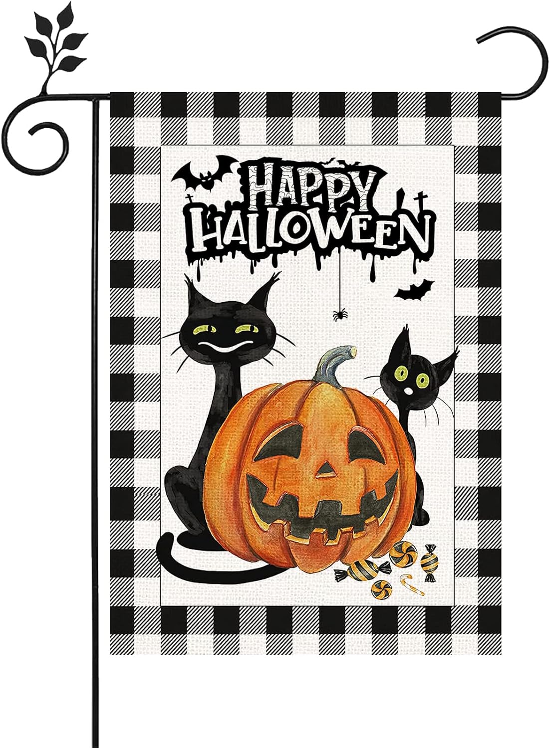 Flags - Halloween Pumpkin Black Cat Garden Flag, 12.5 x 18 inch Vertical Double Sided Halloween Home Decoration, Burlap Halloween Yard Flag Holiday Farmhouse Outside Décor