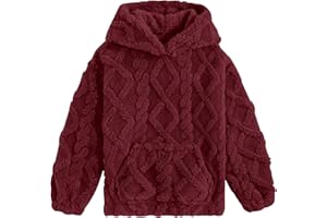 TUONROAD Girls Fuzzy Fleece Hoodies Cable Knit Warm Sherpa Pullover Sweatshirt with Pockets 6-13 Years