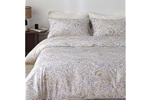 HeimenAogo Egyptian Cotton Duvet Cover King Sateen Weave, Silky Soft Duvet Cover with Zipper Closure, Long Staple Cotton Comforter Cover Floral Pattern 3 Pcs