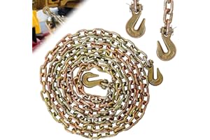 CAQEG 3/8 Inch x 20FT G70 Transport Binder Chain Safety/Binder Chain with Clevis Grab Hooks 7, 100 lbs Safe Working Load Logging Chain for Transporting Towing Tie Down Binding Equipment