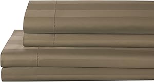 Elite Home Products T325 100% Pima Cotton Tuxedo Woven Stripe S/Set,Queen,Taupe