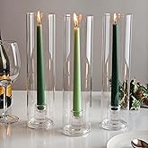 Vixdonos Glass Hurricane Candle Holder Set of 3 Modern Candlestick Holders Long Taper Candle Stand with 11.8 inch Tall Cylinder Windproof Cover for Wedding Party Table Centerpiece Outdoor