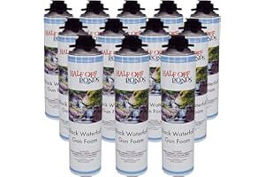 Half Off Ponds Waterfall Gun Foam – 12 Pack Black Expanding Pond Foam Sealant for Koi Ponds, Waterfalls & Landscape Rockwork – 24oz Polyurethane Can for Foam Gun – Outdoor Waterproof Gap Filler